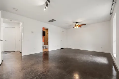 a porch with seating space