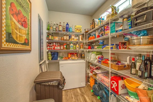 a room with storage and a store