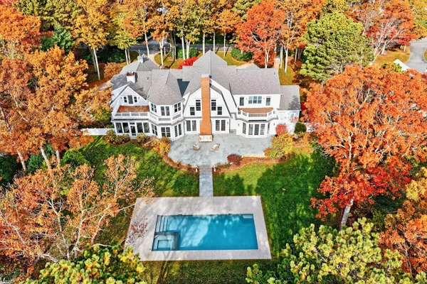 an aerial view of a house