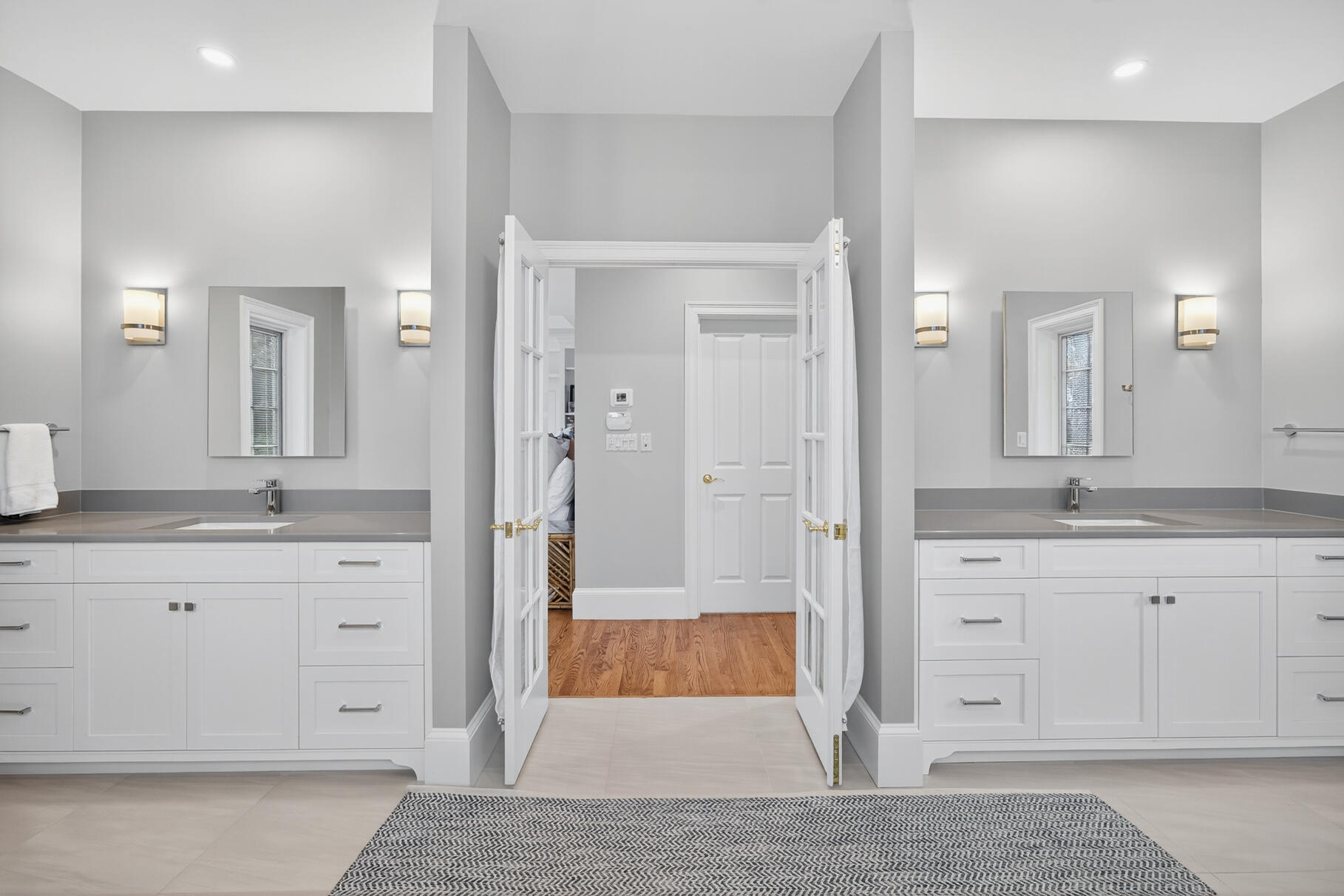 405 Bridge Street Osterville, MA 02655 - Photo 26 of 57 a bathroom with a granite countertop sink and a mirror