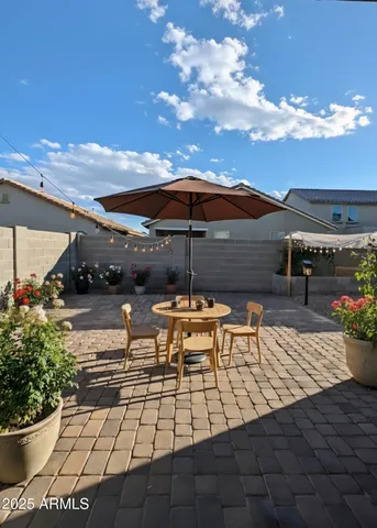 a outdoor view with a sitting space