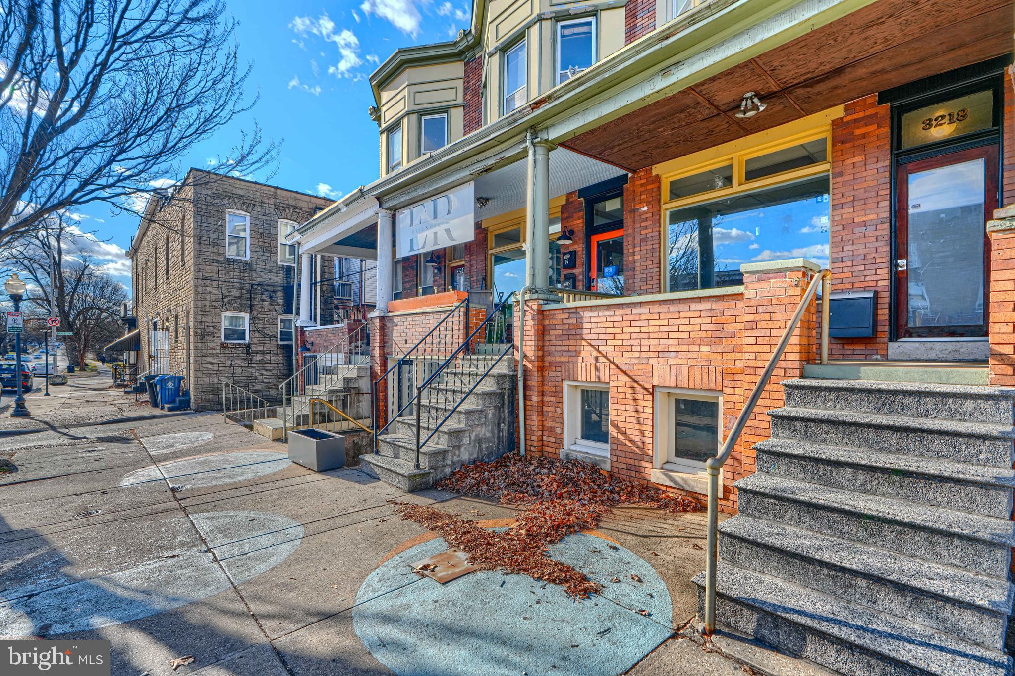 a view of a building with a street
