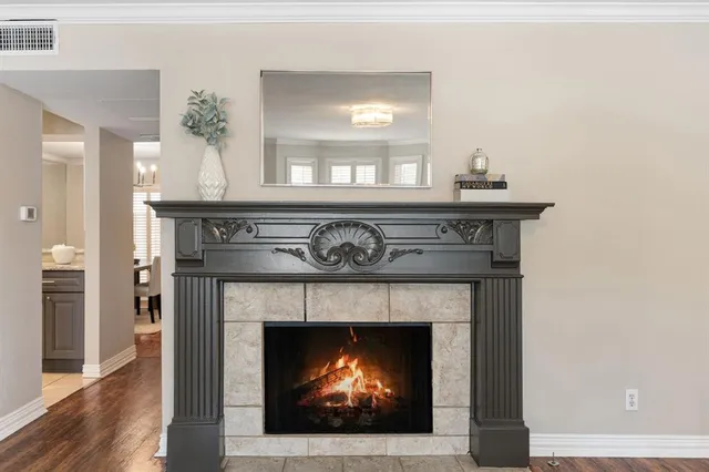 a stove top with a fireplace