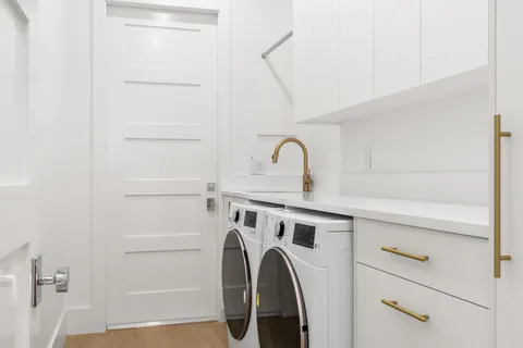 a bathroom with a bathtub