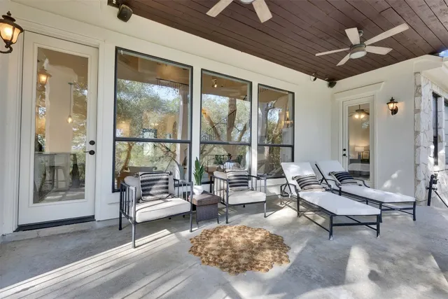 a view of backyard with green space