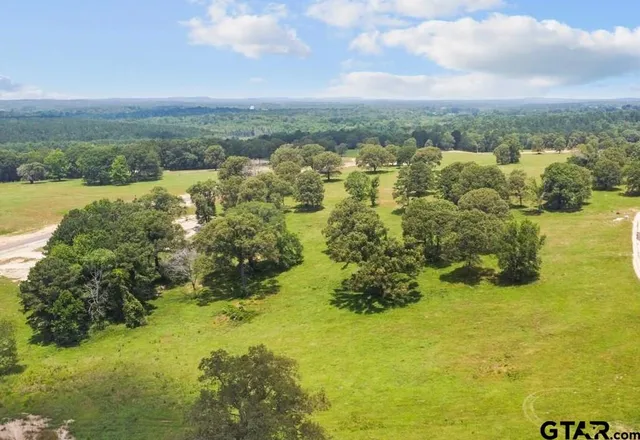a view of a lake with houses in the back