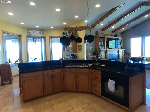 a kitchen with lots of counter top space