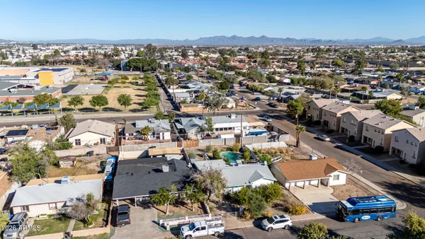 an aerial view of a city