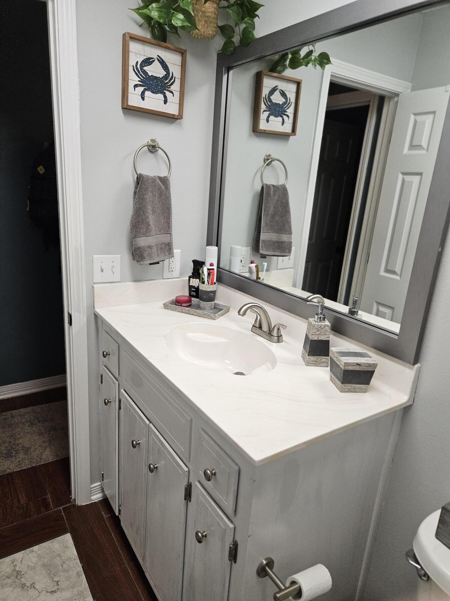 108 Mohawk Trail Crestview, FL 32536 - Photo 20 of 39 a bathroom with a sink mirror vanity and toilet