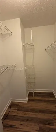 a view of small space with racks on the wall