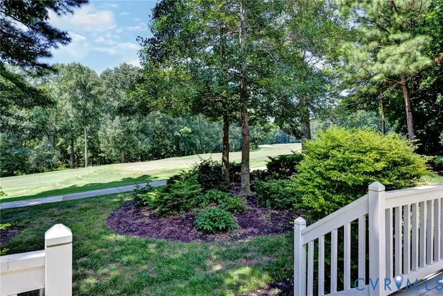 a swimming pool with lots of trees