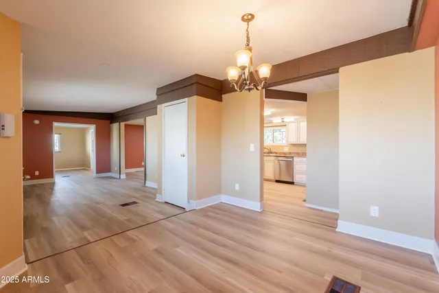 a view of a livingroom with a chandelier