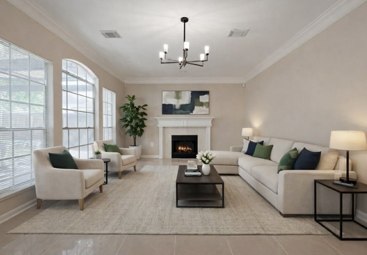 24310 Pepperrell Pl Street Katy, TX 77493 - Photo 11 of 35 a living room with furniture and a fireplace