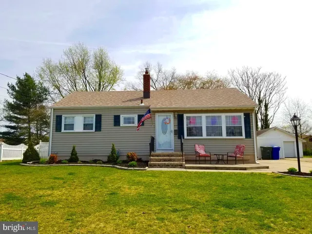 a front view of house with yard slide and large tree