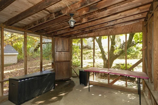 a living room with a large window