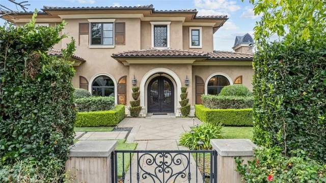 a lobby with furniture and stairs
