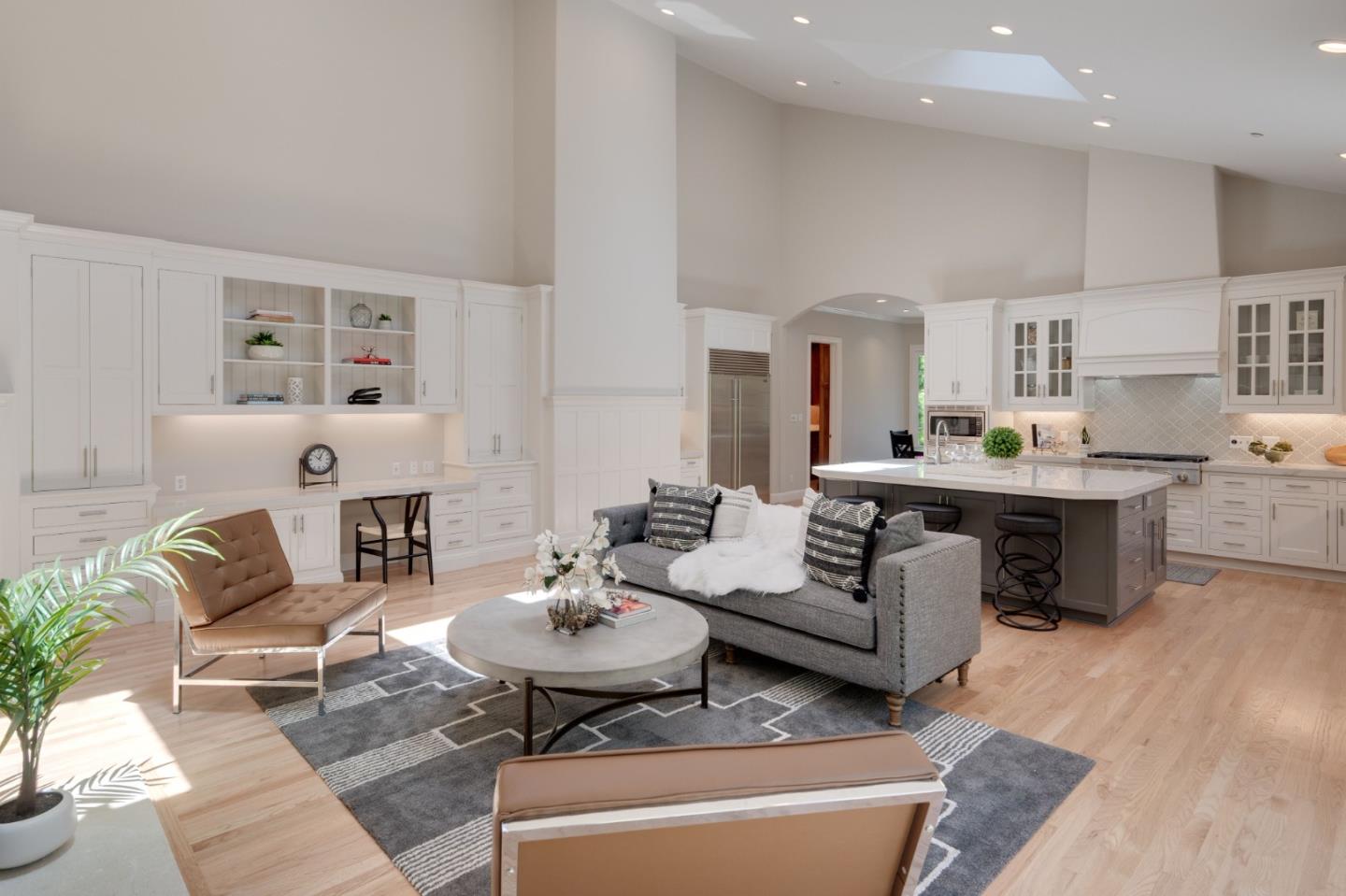 1230 Avondale Road Hillsborough, CA 94010 - Photo 23 of 73 a living room with furniture and kitchen view