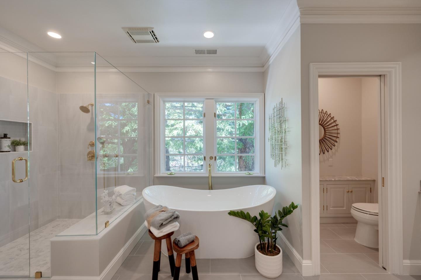 1230 Avondale Road Hillsborough, CA 94010 - Photo 31 of 73 a bath room with a toilet and a bath tub