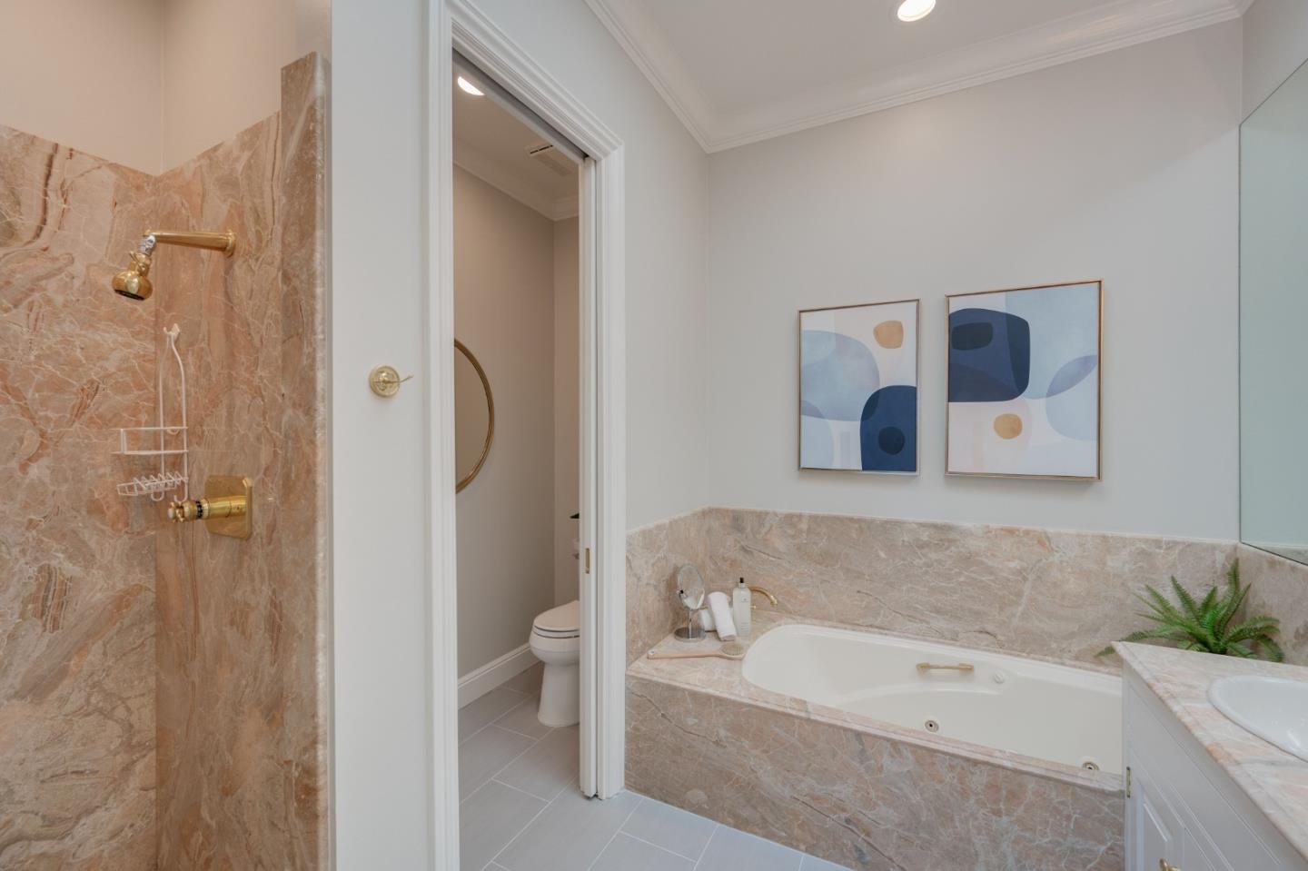 1230 Avondale Road Hillsborough, CA 94010 - Photo 45 of 73 a bathroom with a bathtub and a shower