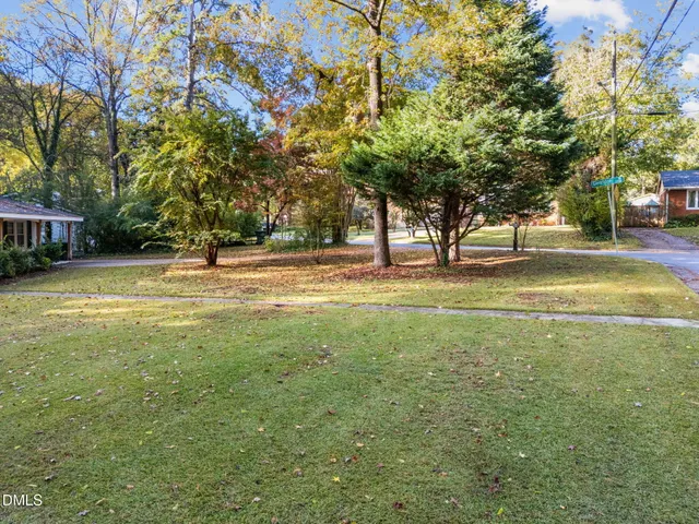 a view of a yard with a trees