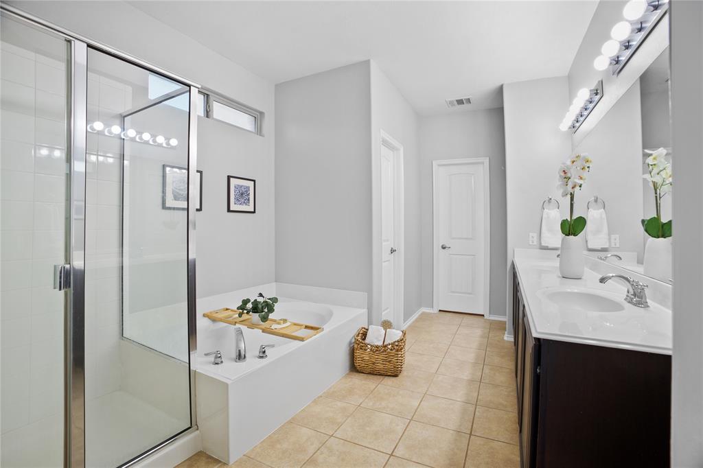 14904 Riverside Drive Little Elm, TX 75068 - Photo 16 of 28 a bathroom with a bathtub sink and mirror