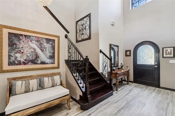 a view of living room and workspace