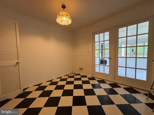 a black and white checkered floor