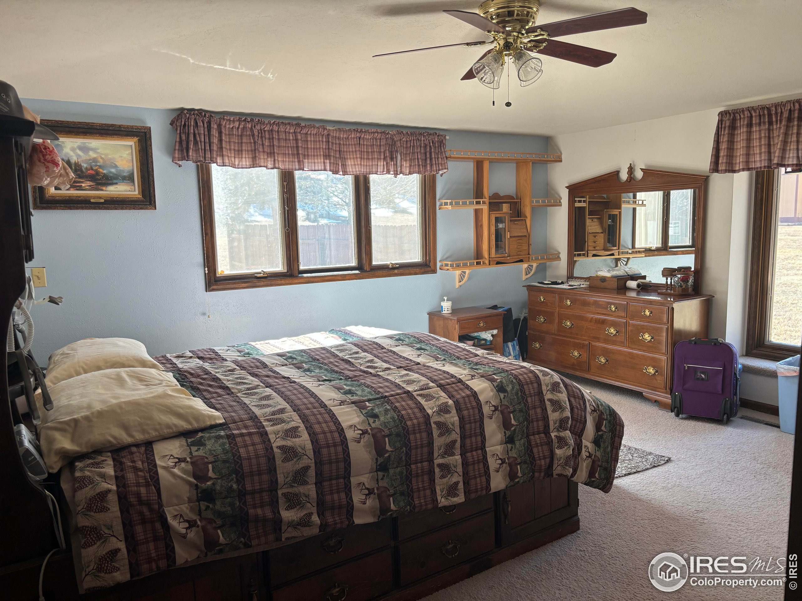 209 Crown Point Drive Bellvue, CO 80512 - Photo 15 of 16 a bedroom with a bed and a chandelier