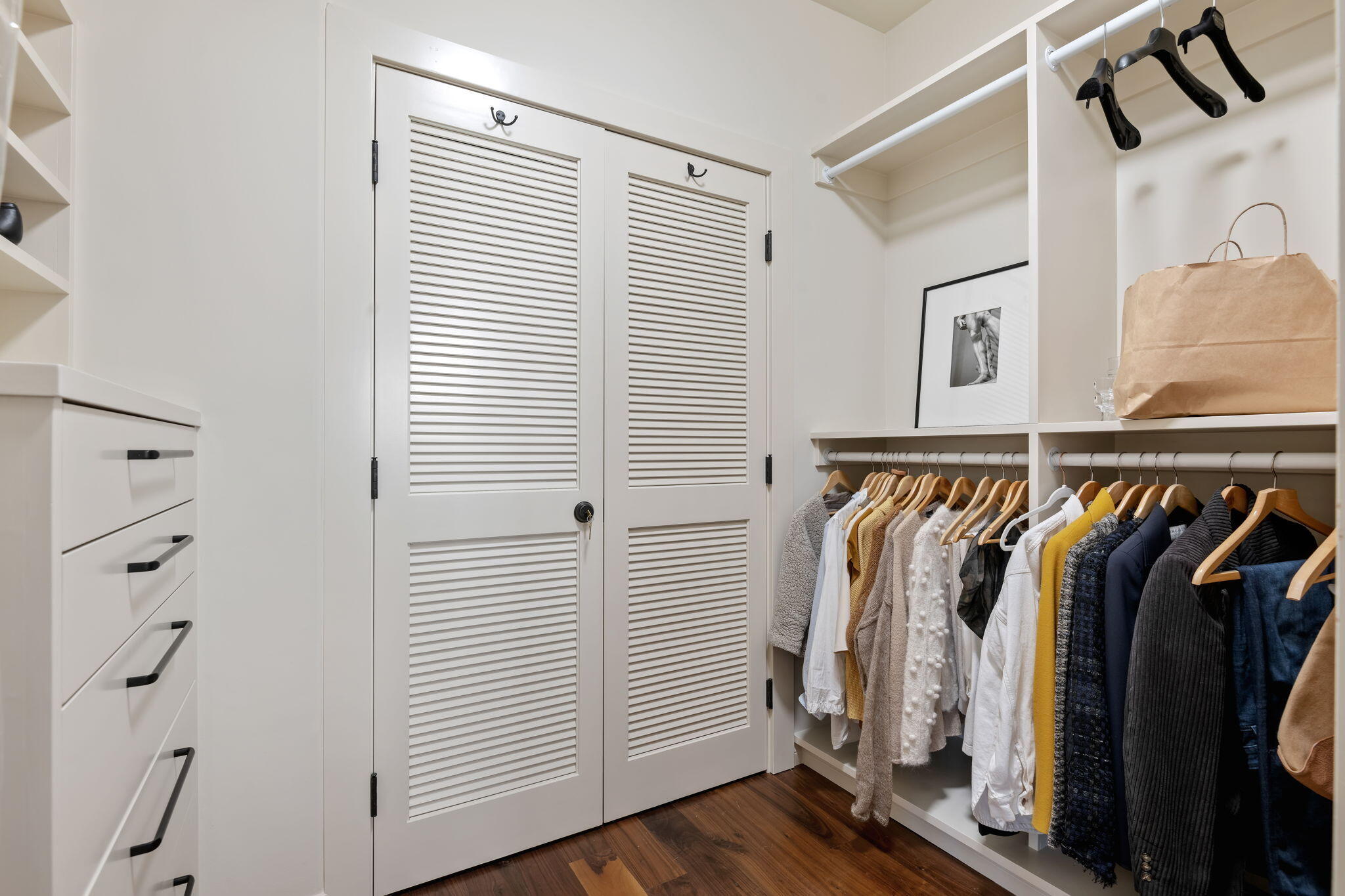 71 Olive Mill Road Montecito, CA 93108 - Photo 24 of 30 a view of walk in closet with clothes and shoes