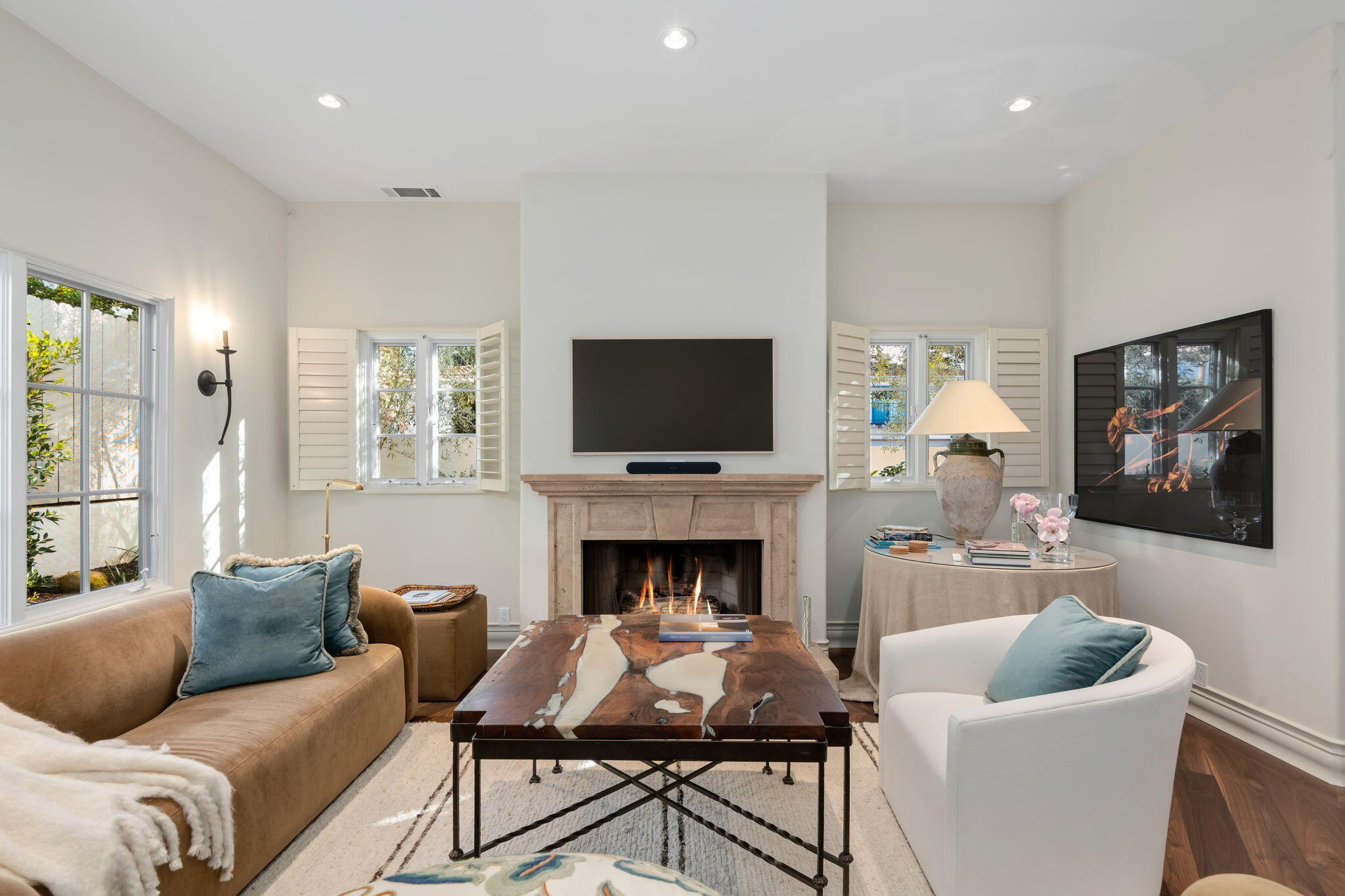 71 Olive Mill Road Montecito, CA 93108 - Photo 6 of 30 a living room with furniture and a fireplace