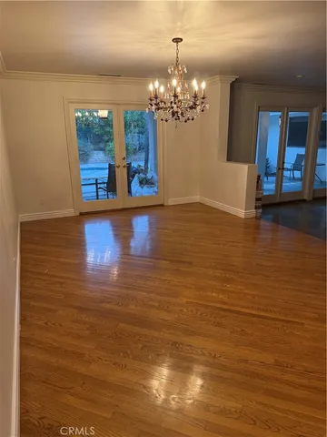 a view of a livingroom with a chandelier