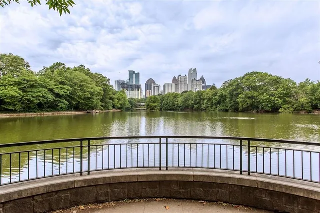 a view of a lake from a balcony