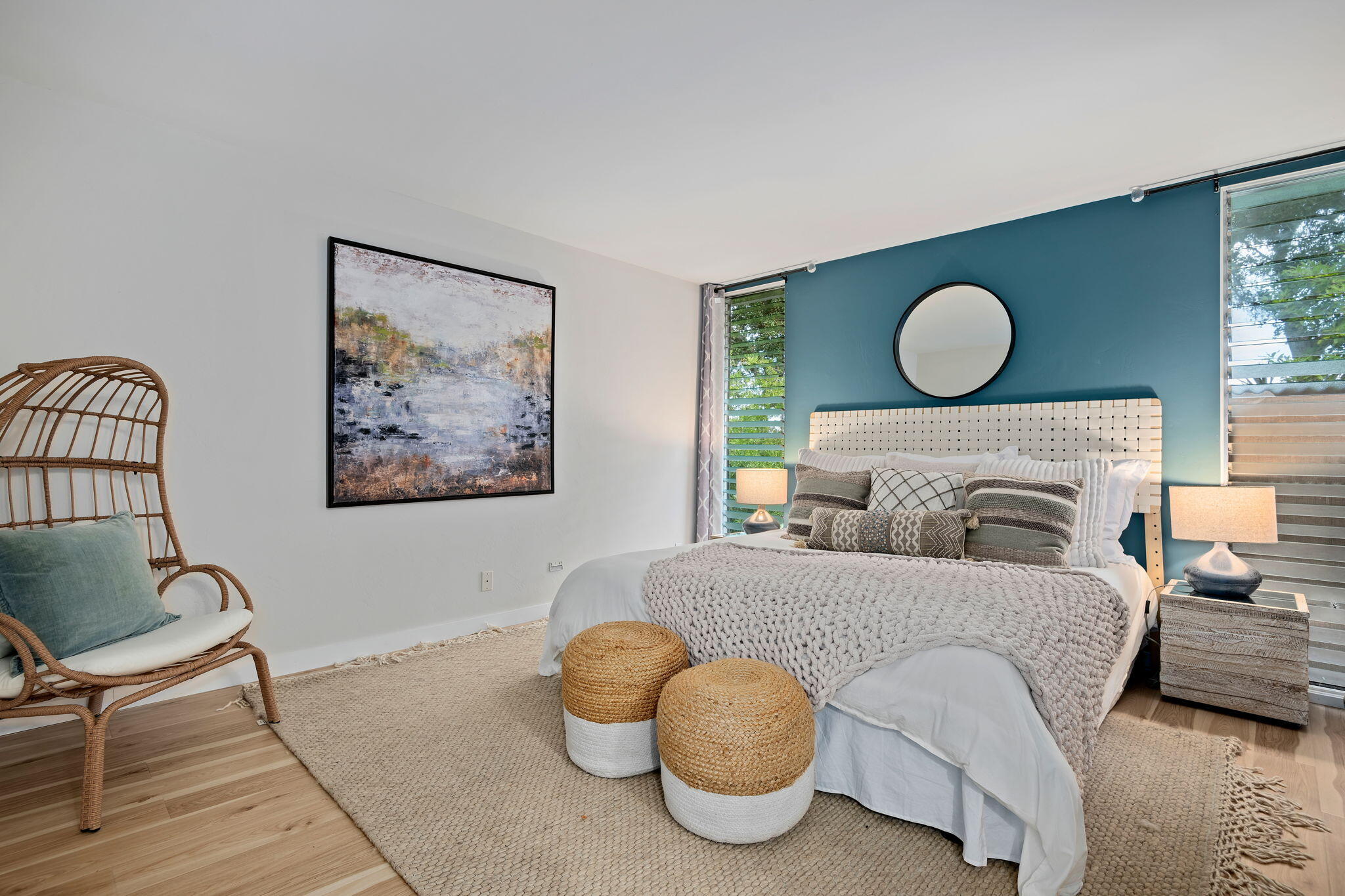 5 Fellowship Circle Santa Barbara, CA 93109 - Photo 11 of 32 a bedroom with a bed and wooden floor