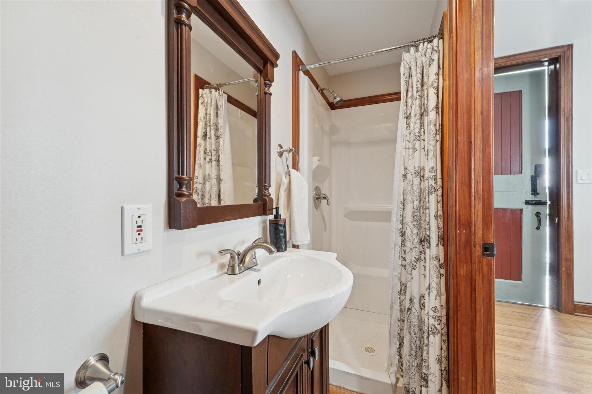 204 East Manoa Road Havertown, PA 19083 - Photo 60 of 80 a bathroom with a sink a mirror and a shower