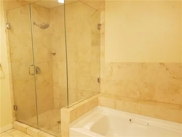 a bathroom with a bathtub