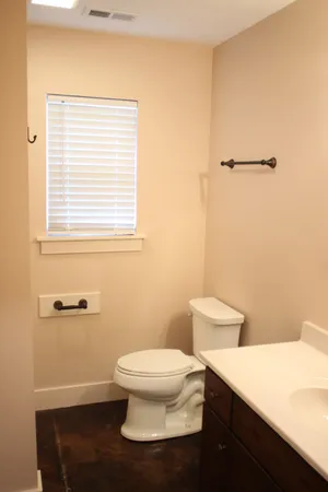 a view of a small space with a window