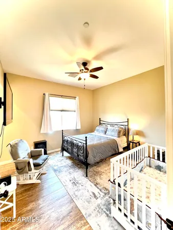 a view of living room with a wooden floor