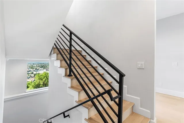 a view of a balcony with an outdoor space