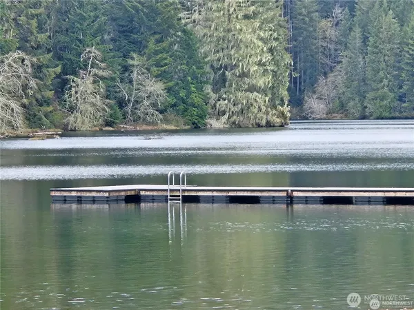 a view of a lake with a mountain