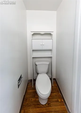 a close view of a toilet in a bathroom