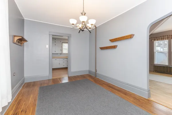 a view of a livingroom with a chandelier