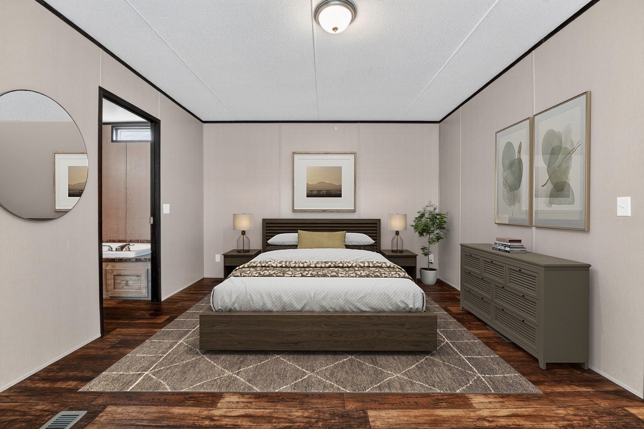 16 4th Street Maxwell, TX 78656 - Photo 17 of 35 a spacious bedroom with a bed a mirror and lamp on desk