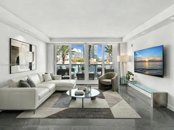 a living room with furniture and a flat screen tv