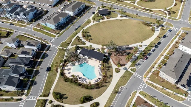 a view of a swimming pool with an ocean view