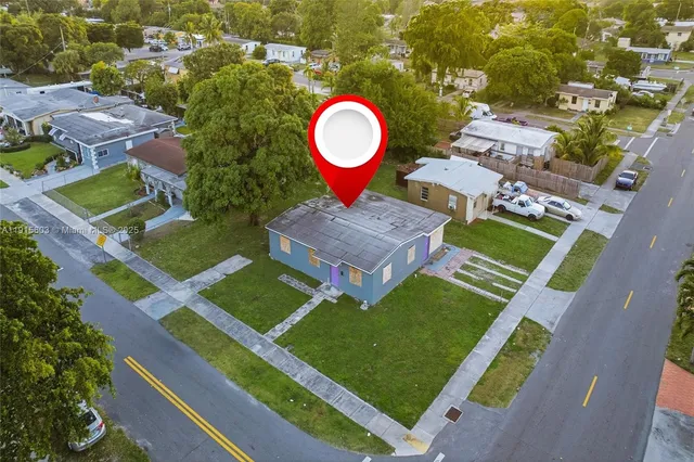 an aerial view of a house