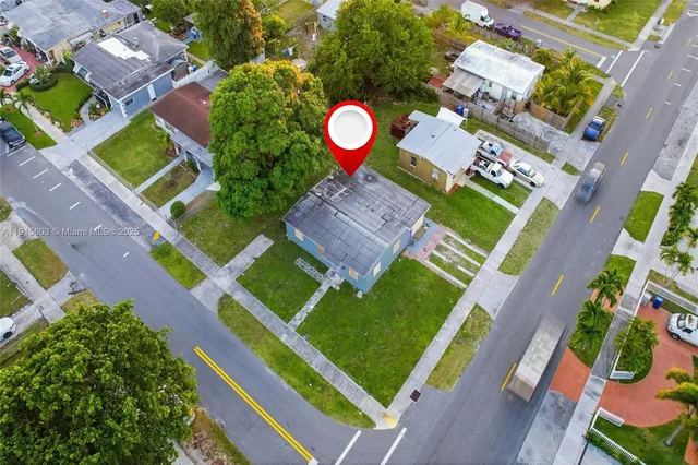 an aerial view of a house