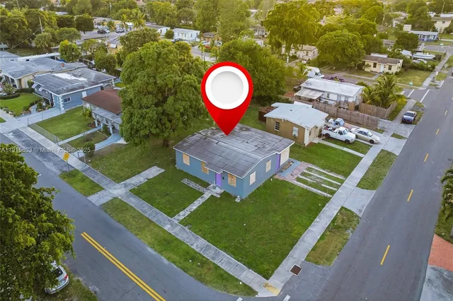 an aerial view of a house