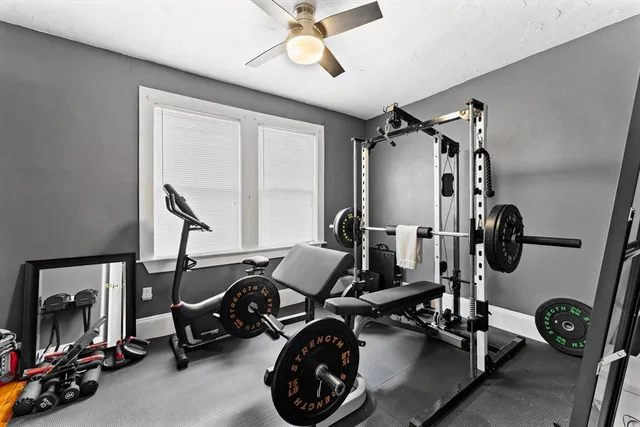 a view of a room with gym equipment