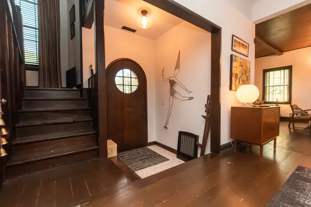 a front view of a house with a garage