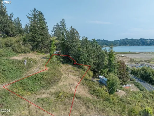 a view of a lake with a city